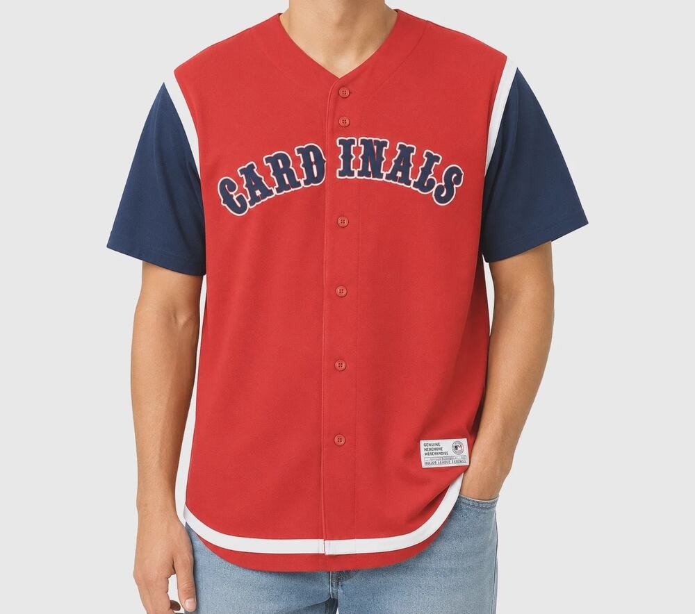 True Fan St Louis Cardinals Jersey Mens XL Red Short Sleeve Henley